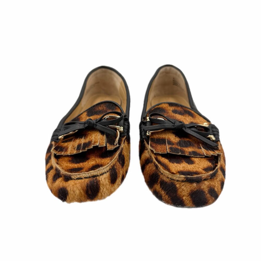 Talbots Everson Women's Tasseled Leather Driving Leopard Slip On Chic Moccasins - Picture 8 of 10